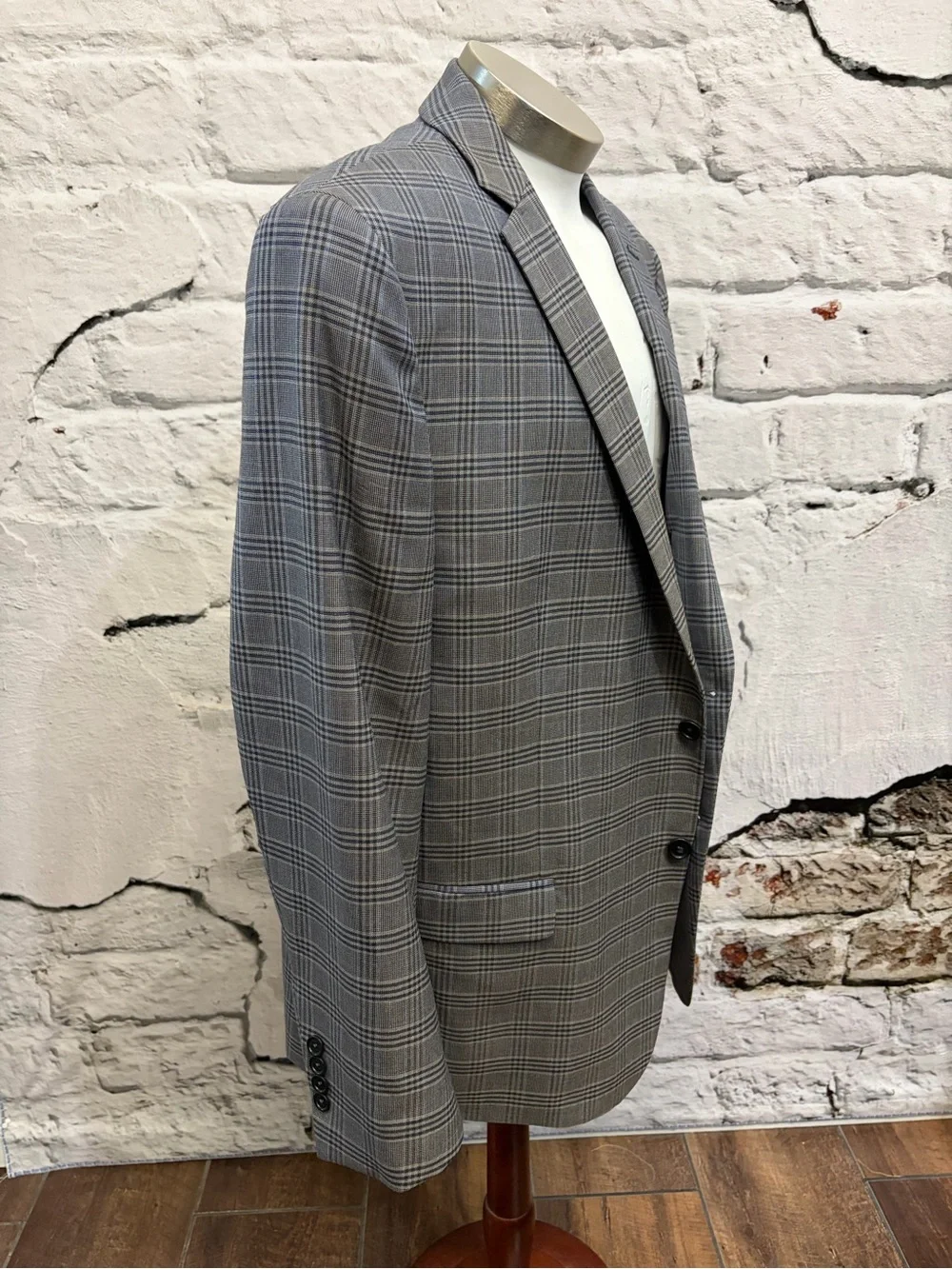 Brooks Brothers 100% Wool Regent Fit 48R Blue Brown Plaid 2 Button Blazer